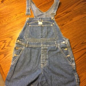 Vintage Calvin Klein jean overall shorts.